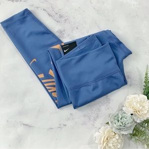 Nike One Dri-Fit Performance Tight Graffiti Print Blue